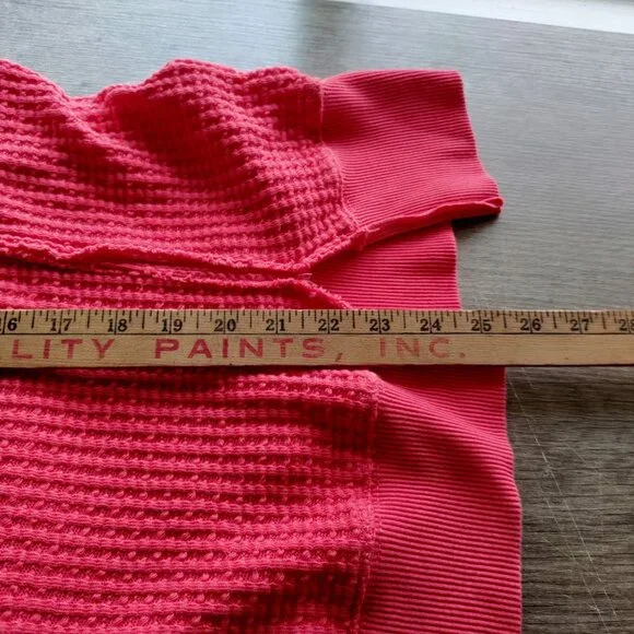 American Eagle Women’s Oversized Big Hug Waffle Crew Neck Sweatshirt Large - Picture 8 of 9